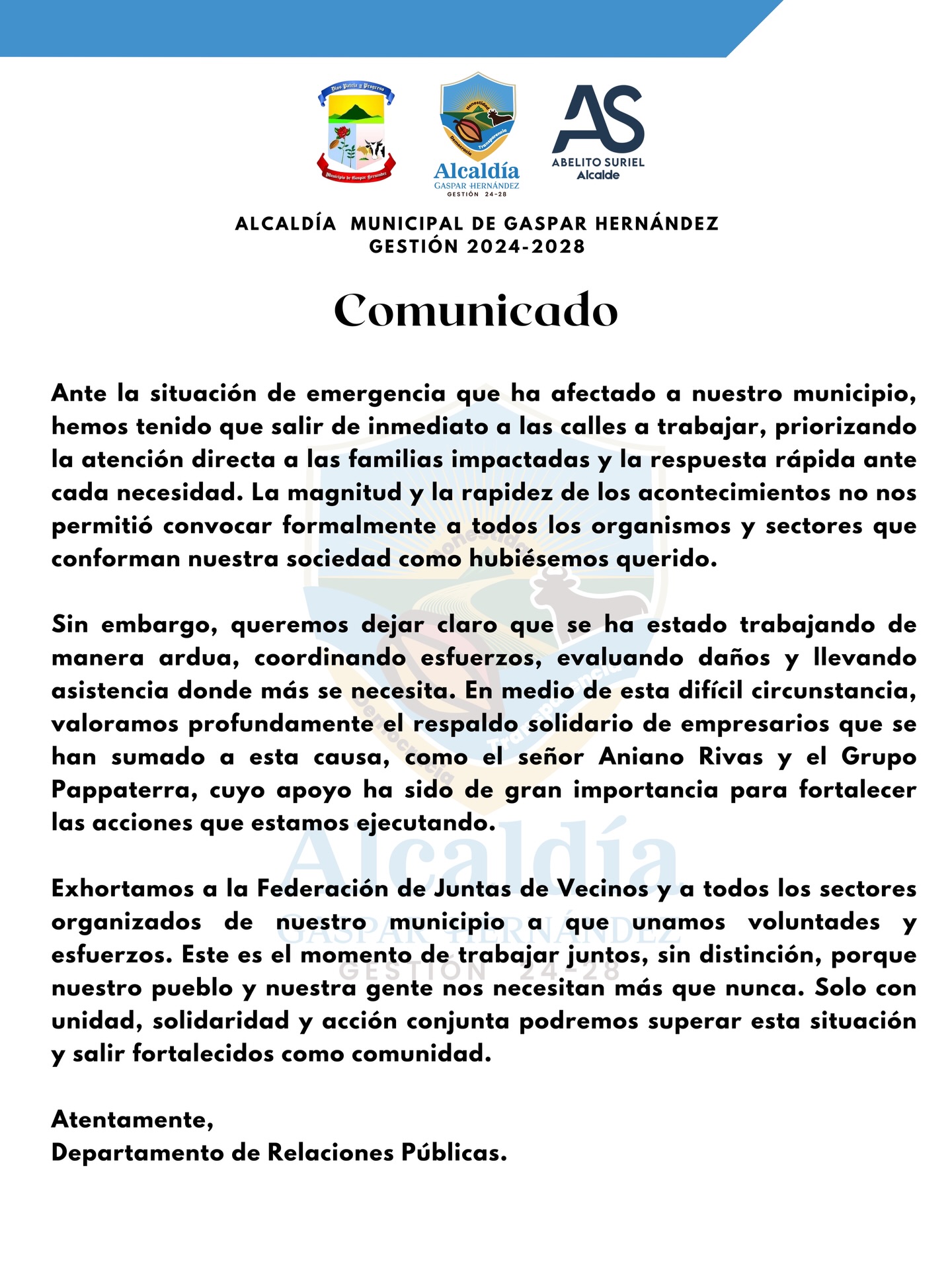 COMUNICADO